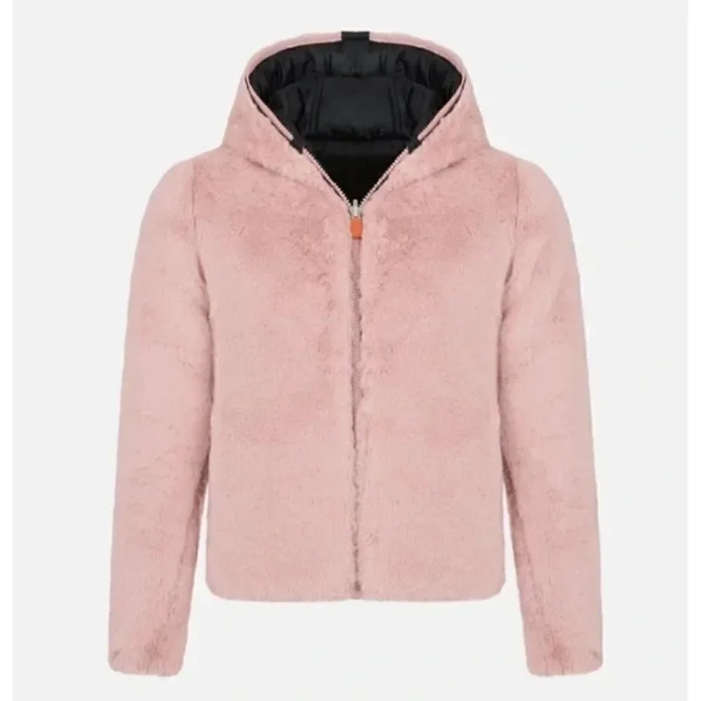 NWT Save The Duck Girls' Size 12 Chloe Reversible Quilted & Faux Fur Jacket Pink